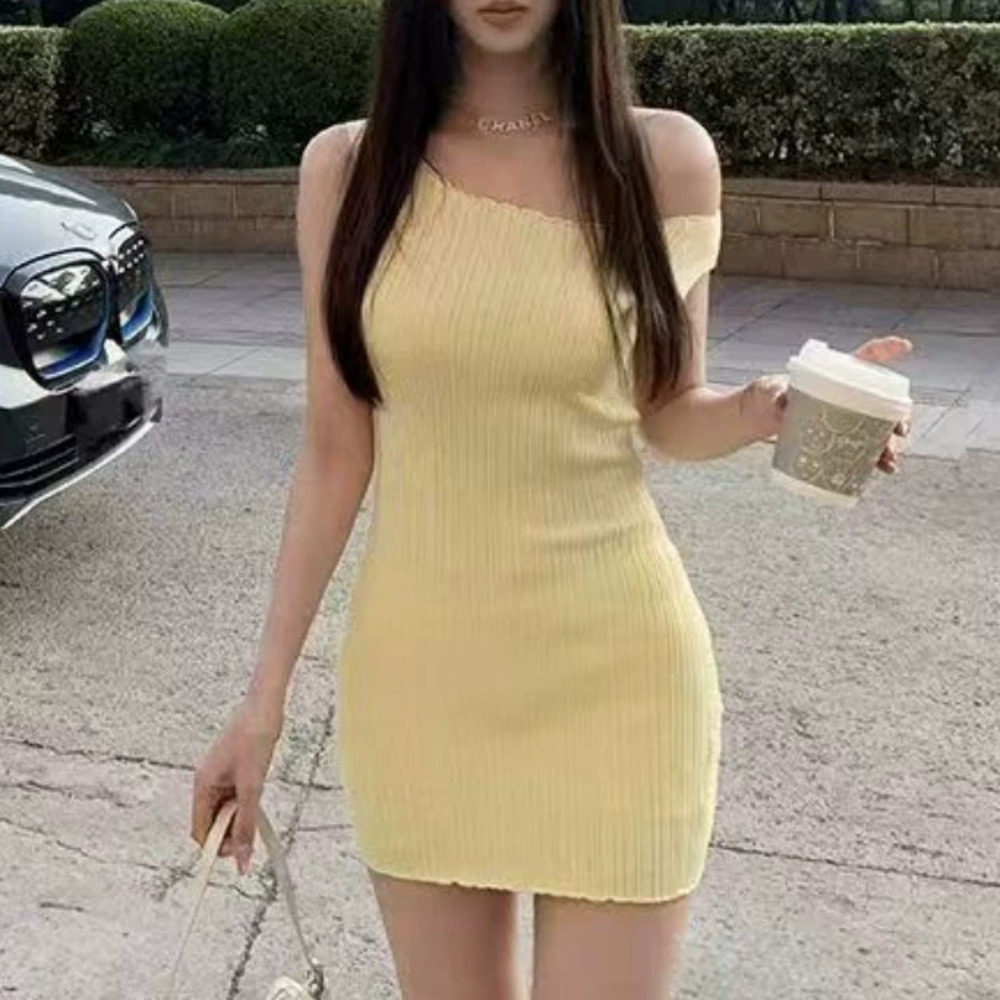 ZARA Sexy Korean Off Shoulder Knitted Bodycon Slim Fit Mini Dress for Women